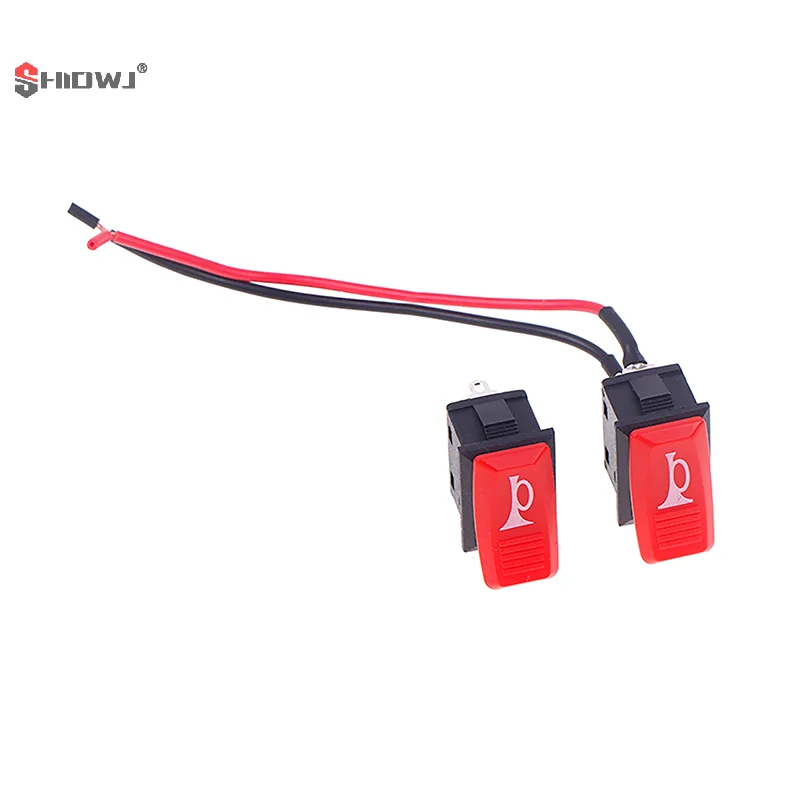 5Pcs Horn Switch Car Button E-bike Motorcycle Horn Universal Momentary Push Rocker Switches Plastic 2 Pin Self-reset Red