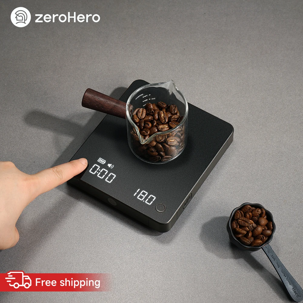 zeroHero Mini Coffee Scale 0.1g High Precision 2000g Digital Brew Scale with Ratio Timer for Espresso Pour Over Home Barista Use