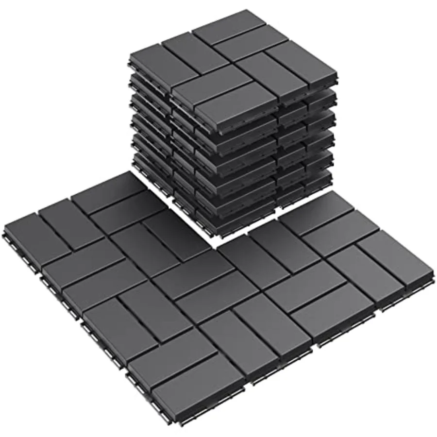 

Plastic Interlocking Deck Tiles, Pack Outdoor Patio Flooring, 12"x12" Interlocking Decking Tile Outdoor All Weather Use, Waterp
