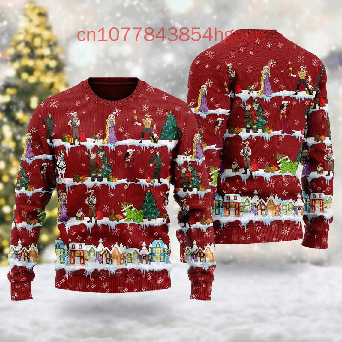 Disney Rapunzel Princess Christmas Sweater Men's Women's 3d Print Ugly Sweater Tangled Movie Casual Sweatshirt Christmas Sweater