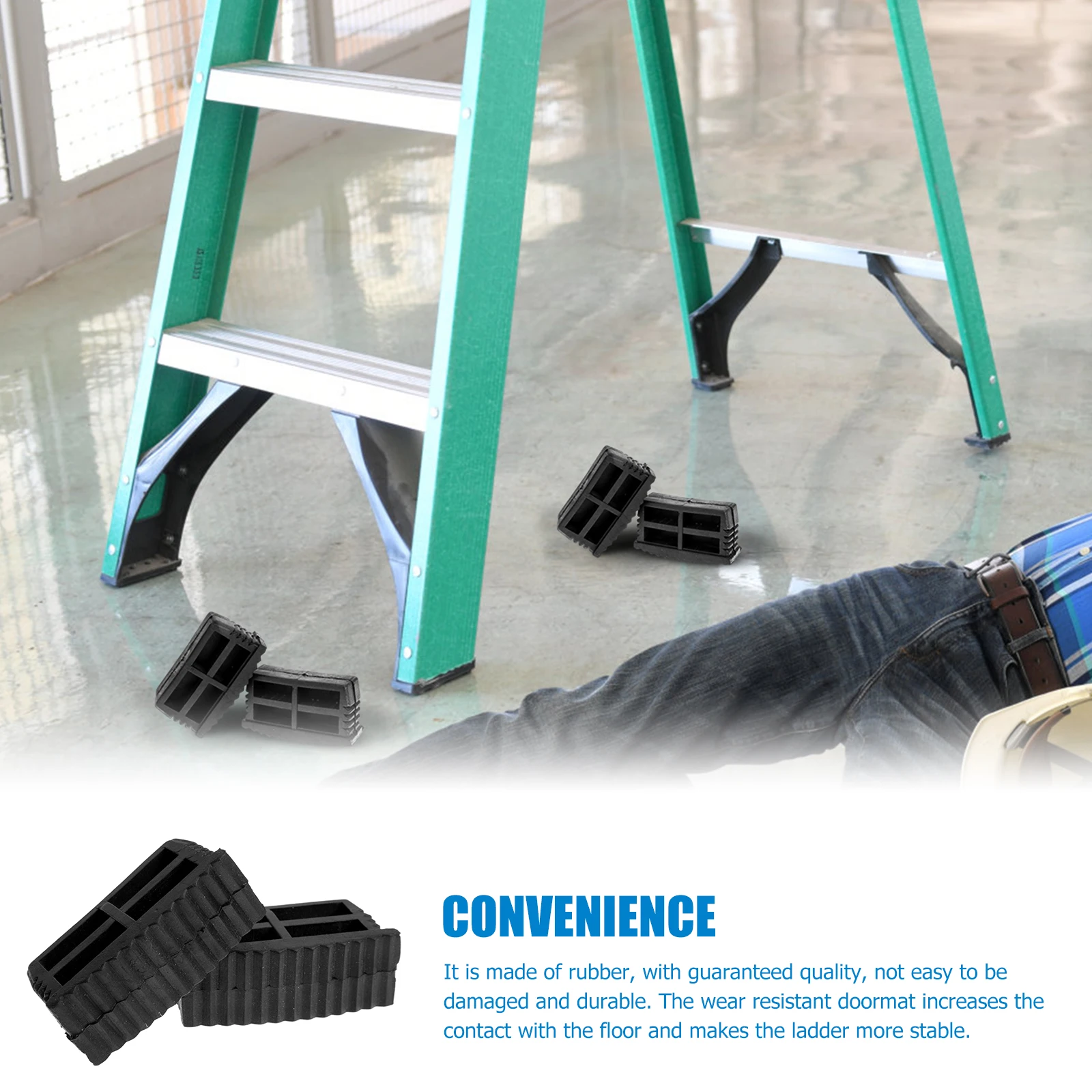 

4pcs Anti-slip Rubber Feet Covers Ladder Leg Protective Pads 22x60mm Durable Floor Mats Construction Tools Accessories