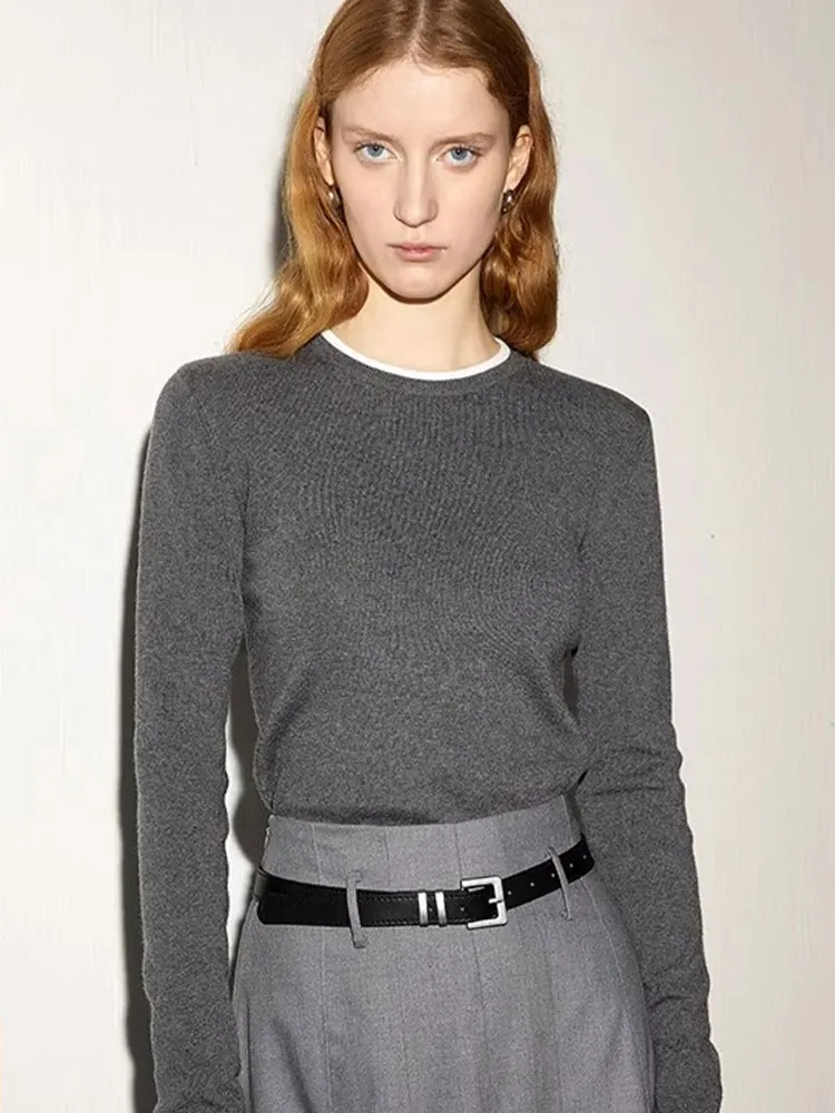 

Comfortable Long Sve Crew Ne Knit Top Commute Casual Inner Wear Color Blo Base irt Soft Loose Fit Korean Sle