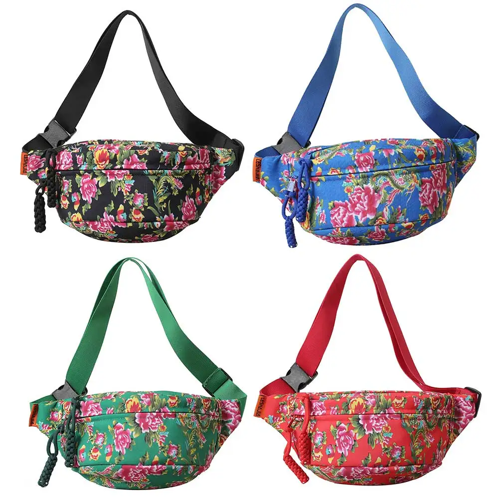 

Women Flower Crossbody Bag Soft Vintage Waist Pouch Lightweight Fashion Sling Bag Versatile Ladies Outdoor Bag
