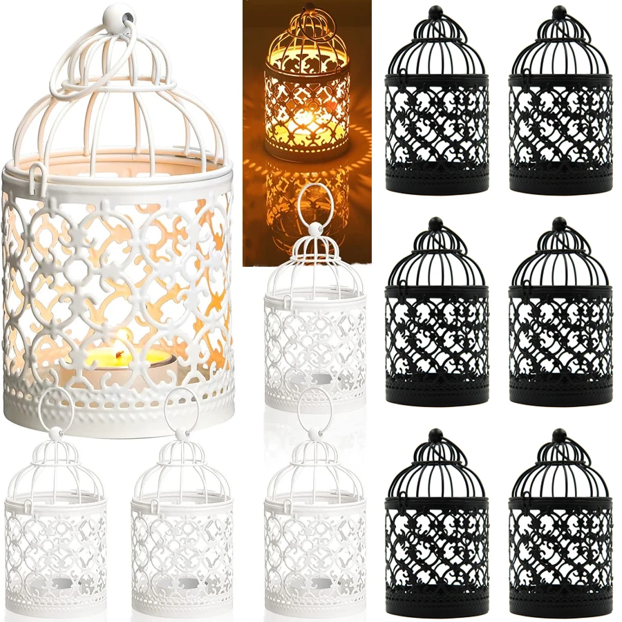 Hohler Vogelkäfig aus Gusseisen, Kerzenhalter, Kerzenlicht – moderne Wandleuchte, Tischdekoration, geeignet für Hochzeiten, Heimdekoration
