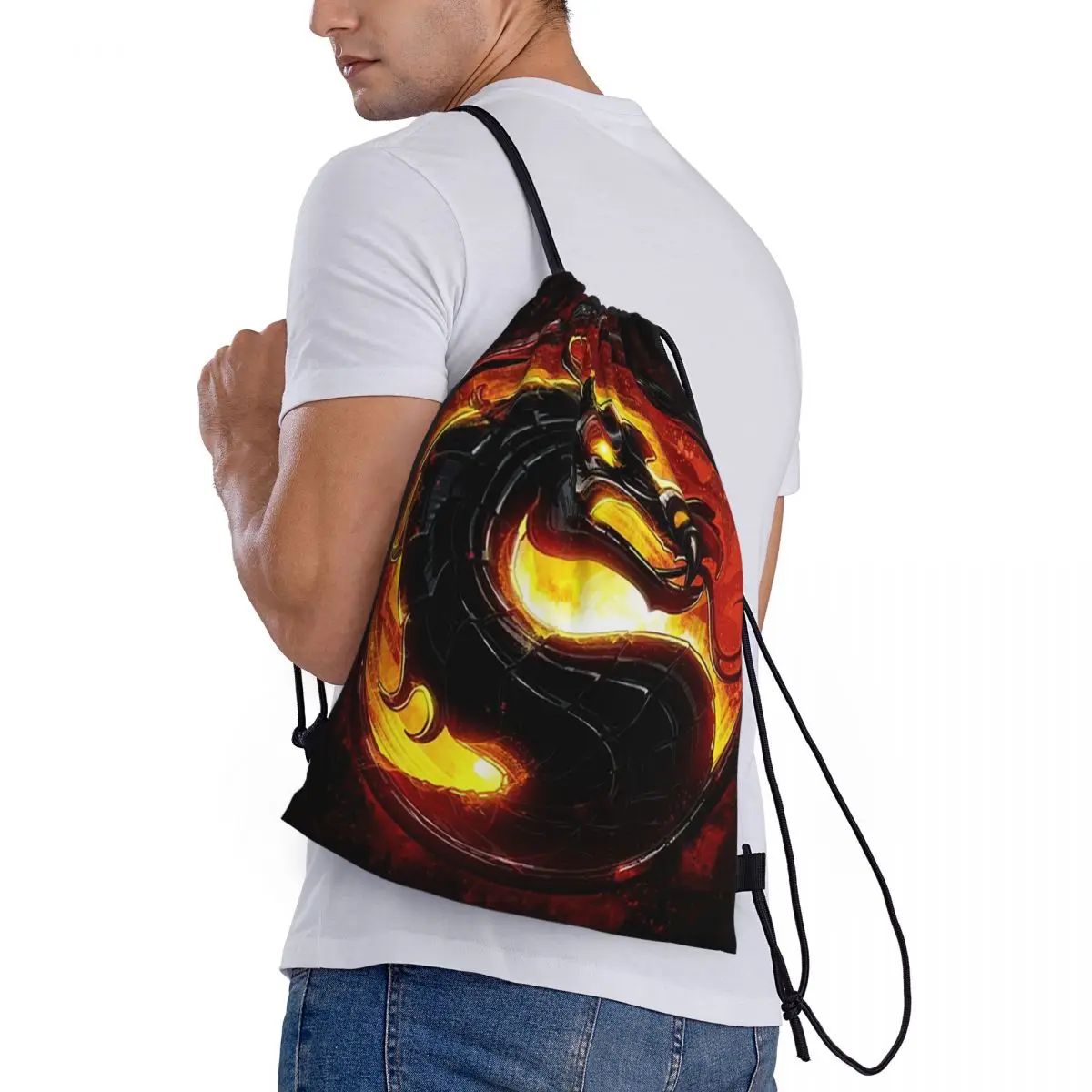 

Рюкзаки с героями мультфильмов Mortal Kombat, модные сумки на шнурке, сумки для обуви, сумки для книг, сумки для путешествий, сумки для студентов