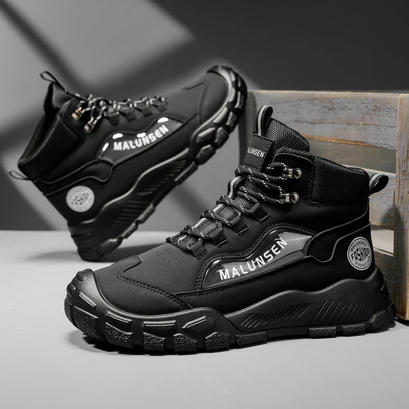 

New Men High Quality Brand Leather Boots Tactical Desert Combat Boots Men's Outdoor Hiking Shoes Work Safty Ankle Boots