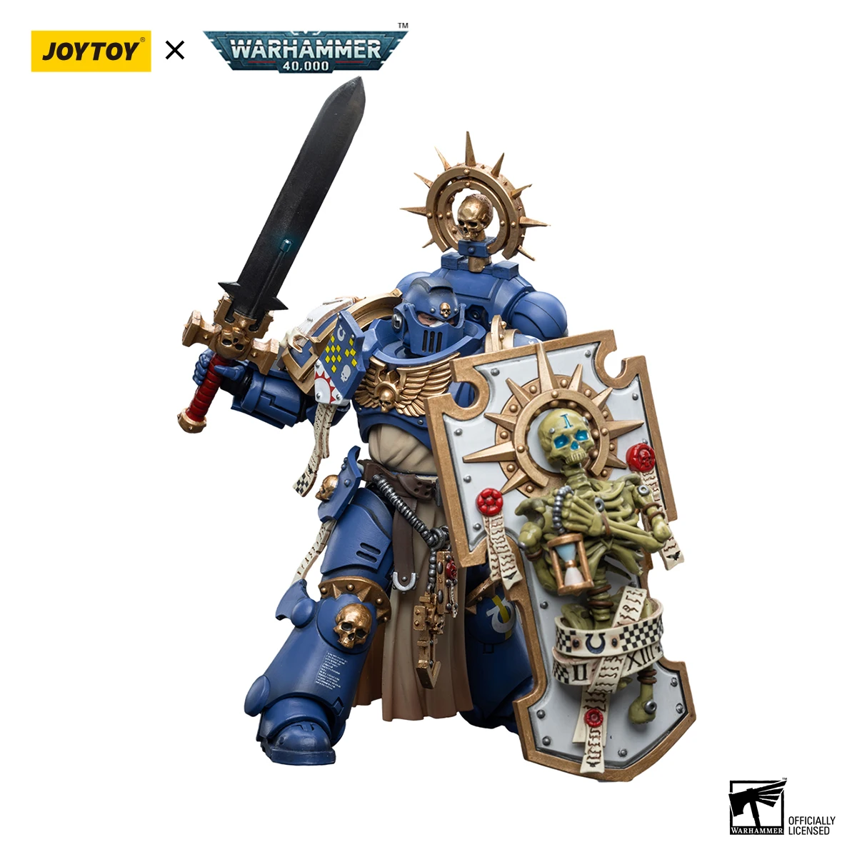 [متوفر] مجسم حركة JOYTOY 1/18 Warhammer 40K Ultramarines Primaris Captain مع درع بقايا ونموذج سيف كهربائي
