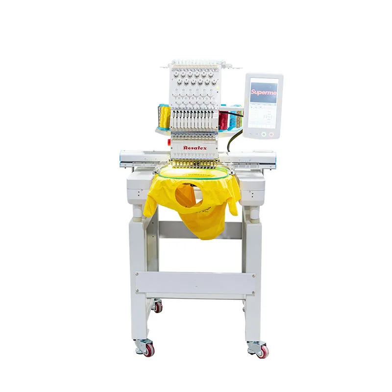 Rosatex 1201E رأس واحد 12 إبرة تي شيرت آلة التطريز الملابس حالة جديدة محوسبة التطريز المسطح للاستخدام المنزلي