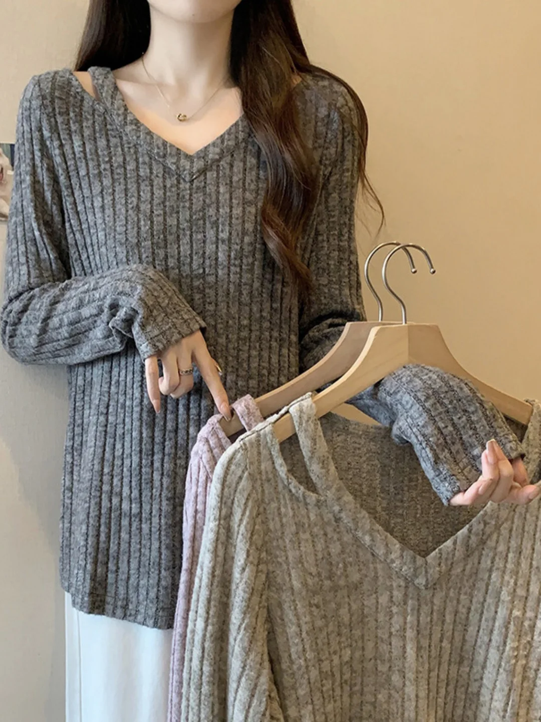 

plus Size Women's T-irt Hollow out Design Autumn Faionable Base irt Hollow Pit Stripes Special Large Size Vintage Sle