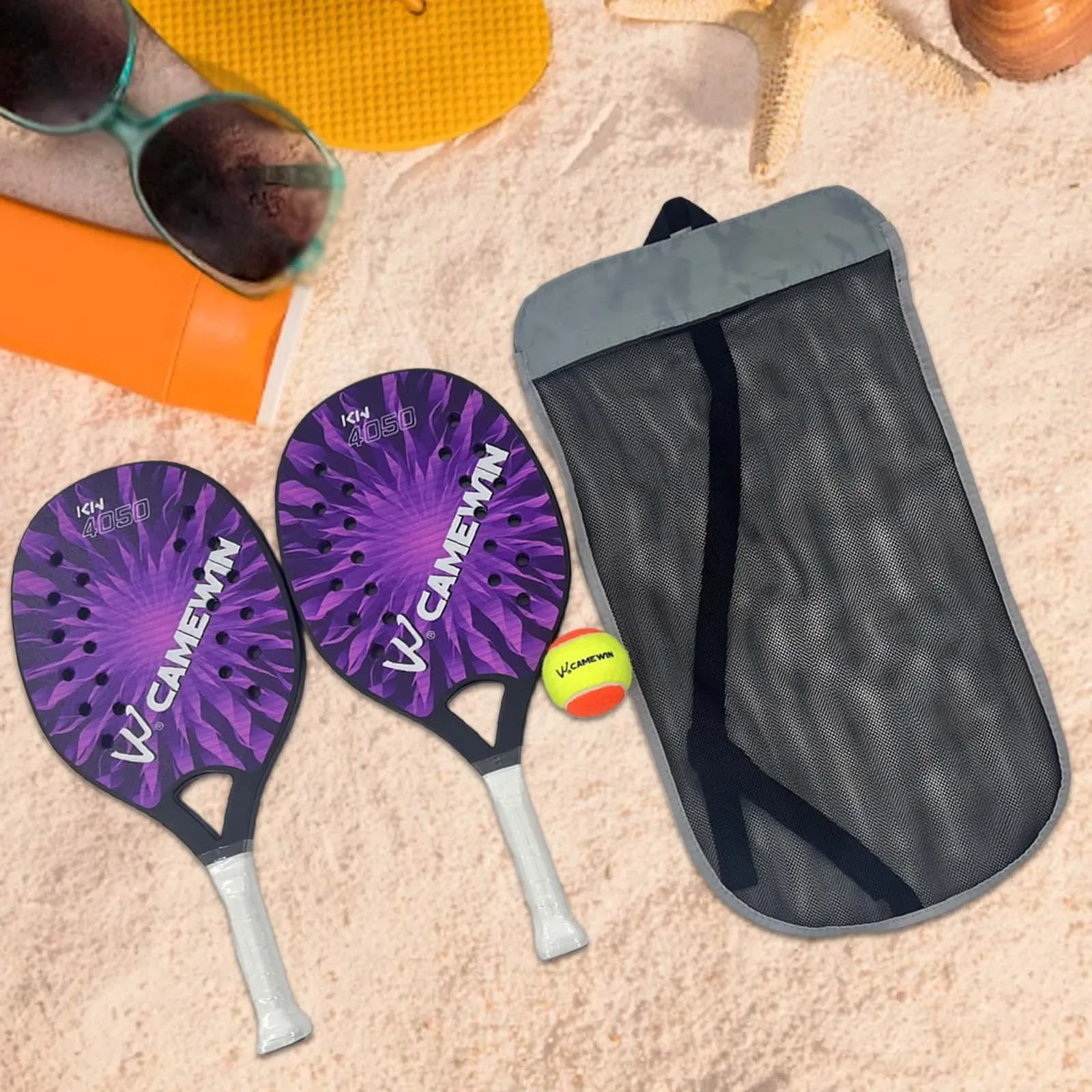 2Pcs Beach Tennis Rackets  Children Carbon Fiber Frame Professional Nonslip Grip Beach Tennis Paddles with   Park Yard Maap