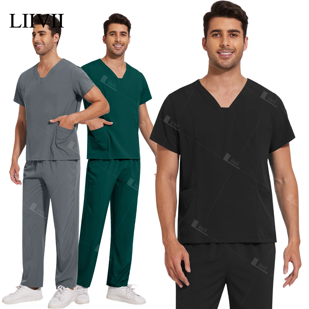 Uniformes cirúrgicos para mulheres e homens Calças retas, Conjunto de esfrega, Roupa médica, Vestuário de salão de beleza, Uniformes de enfermagem, Médico e Enfermeira