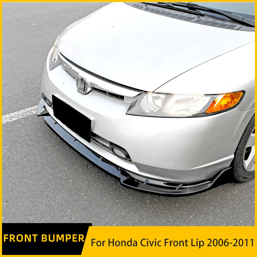 Передний спойлер для автомобиля Honda Civic, черный карбоновый бампер, сплиттер, губа 2006, 2007, 2008, 2009, 2010, 2011, высококачественный спортивный комплект