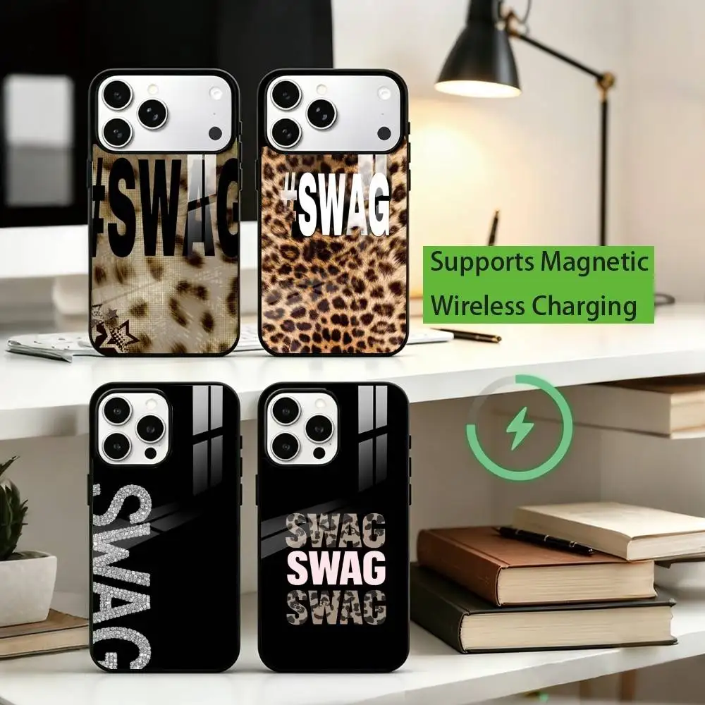 

C-Clmj L-Leopard P-print SWAG Phone Case For iPhone17,16,15,14,13,12,11 Plus,Pro Compatible with magnetic wireless charging