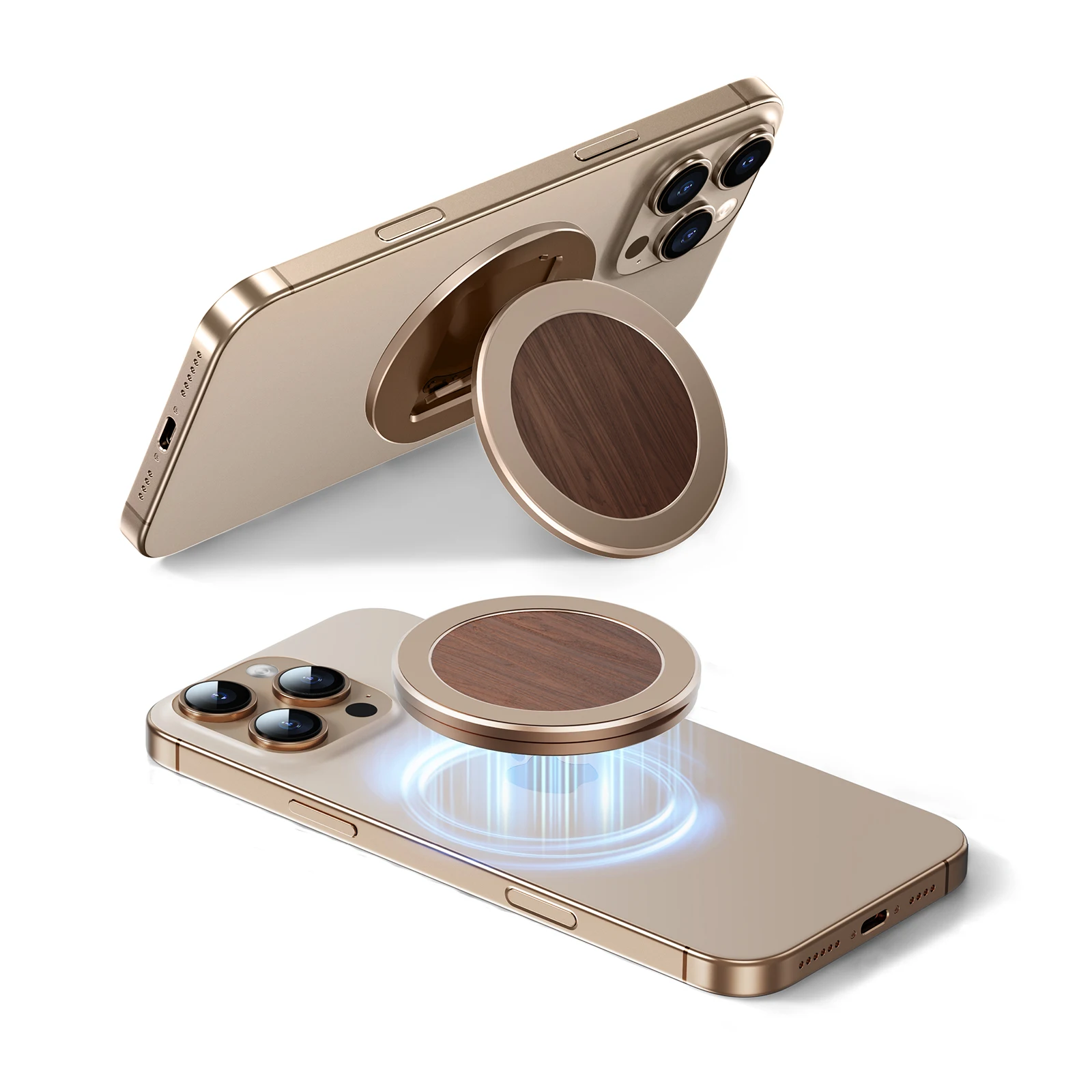 Oatsbasf Metalowy składany dwustronny uchwyt na telefon MagSafe do iPhone Samsung Uniwersalna regulowana podstawka kątowa z silnym magnesem