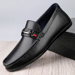 Marca de luxo dos homens sapatos de couro genuíno designer condução mocassins mocassins vestido sapatos deslizamento no escritório casamento sapato casual para o homem