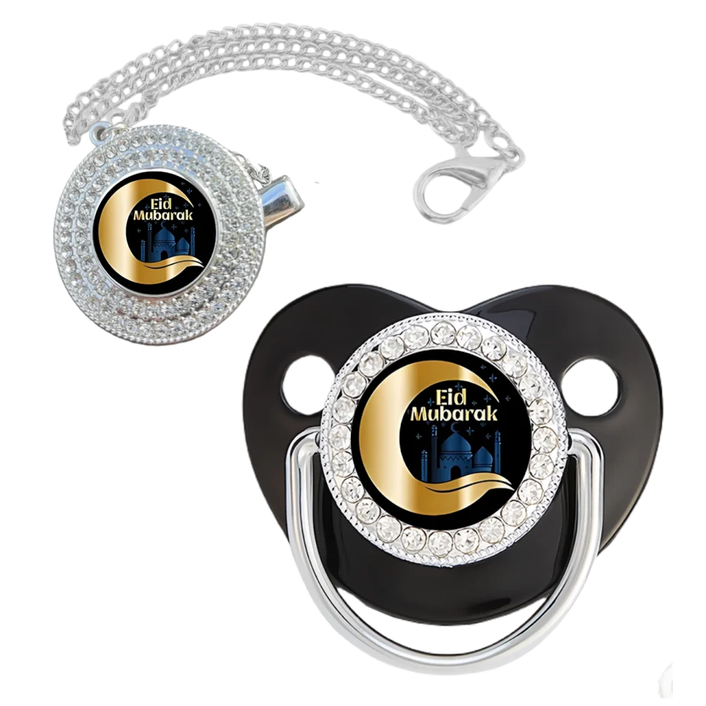 Set ciuccio di lusso per bambini musulmani per ragazzi e ragazze Ciucci con catena di zirconi scintillanti Regalo per il bagnetto del bambino senza BPA Chupeter 0-8M
