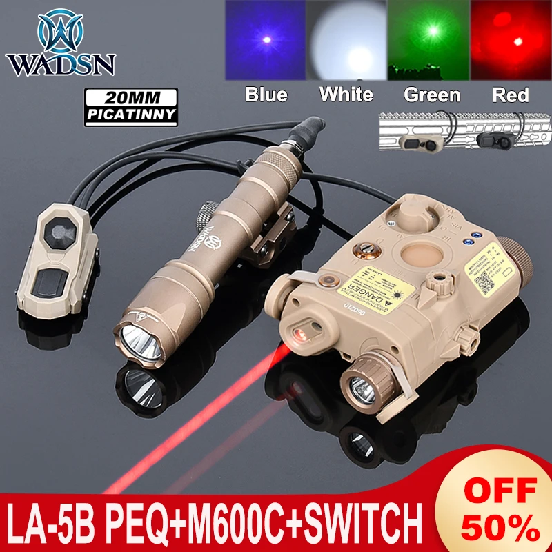 WADSN LA-5B PEQ15 NO IR Scout Lamp M600C Flashlight  UNAxon M-Lok Keymod Mod Button Switch PEQ-15 Red Green Blue Laser Hot Sale