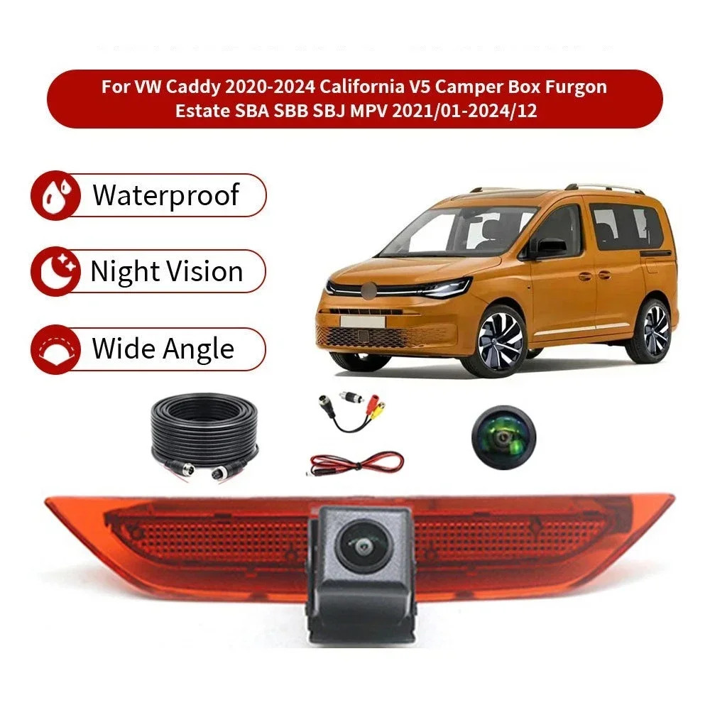 1Set For VW Caddy 2020 2021 2022 2023 2024 Car Brake Light Car Reversing Camera Rear View Reverse Parking Camera Night Vision