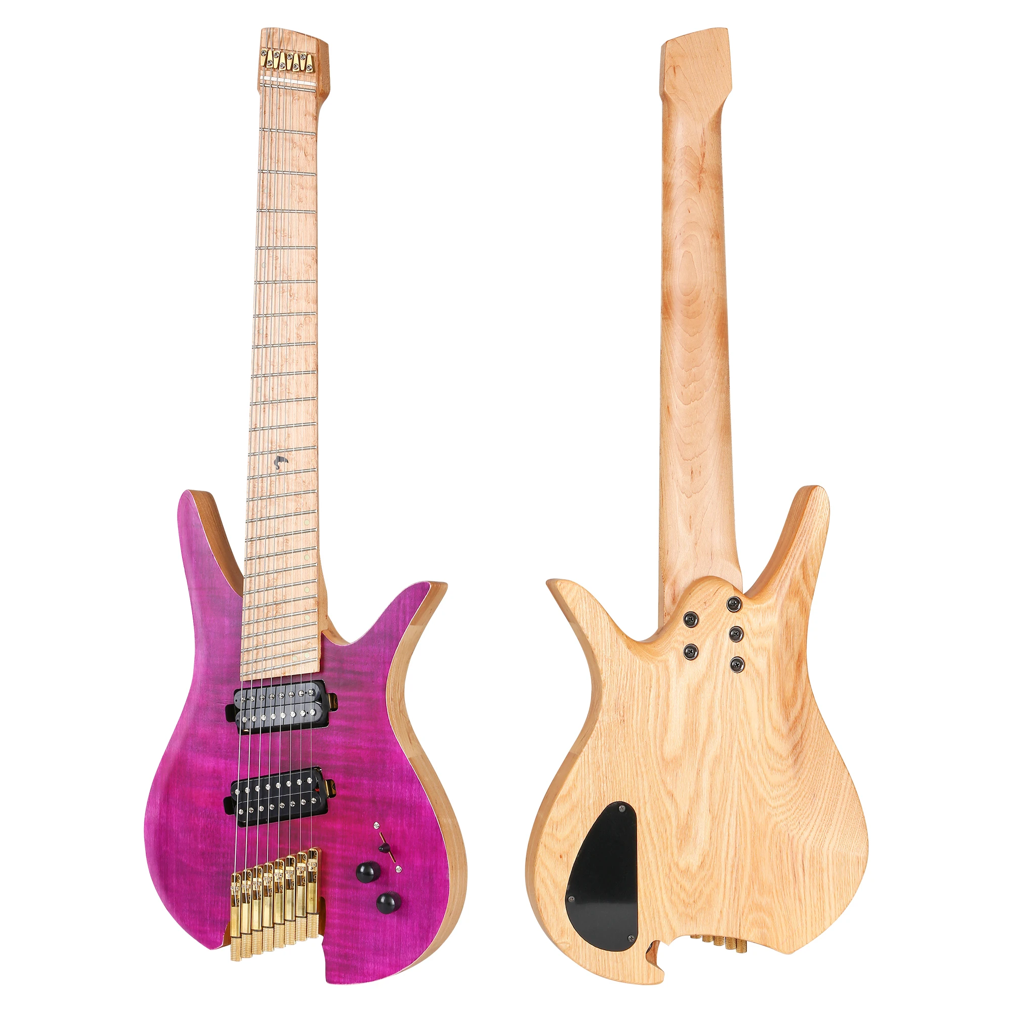 

Batking 8 String Fanned Fret Headless Electric Travel Guitar with Multiscale Birdeyes Fingerboard Of Luminous Inlay