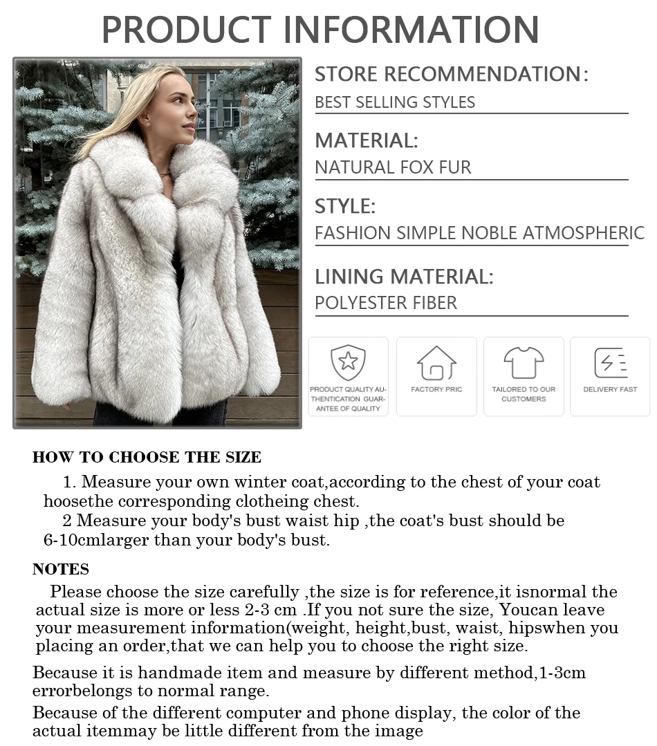 سترة من فرو الثعلب الطبيعي مع سترة من الفرو الحقيقي بياقة مقلوبة