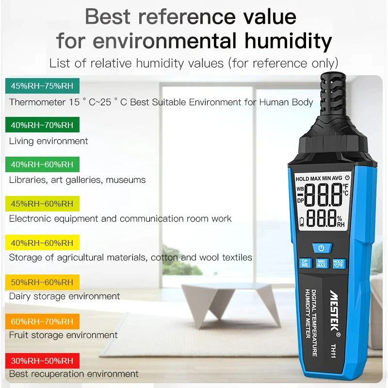 TH11 LCD Electronic Digital Temperature Humidity Meter Thermometer -20-60°C Hygrometer Indoor Outdoor Weather Station Clock