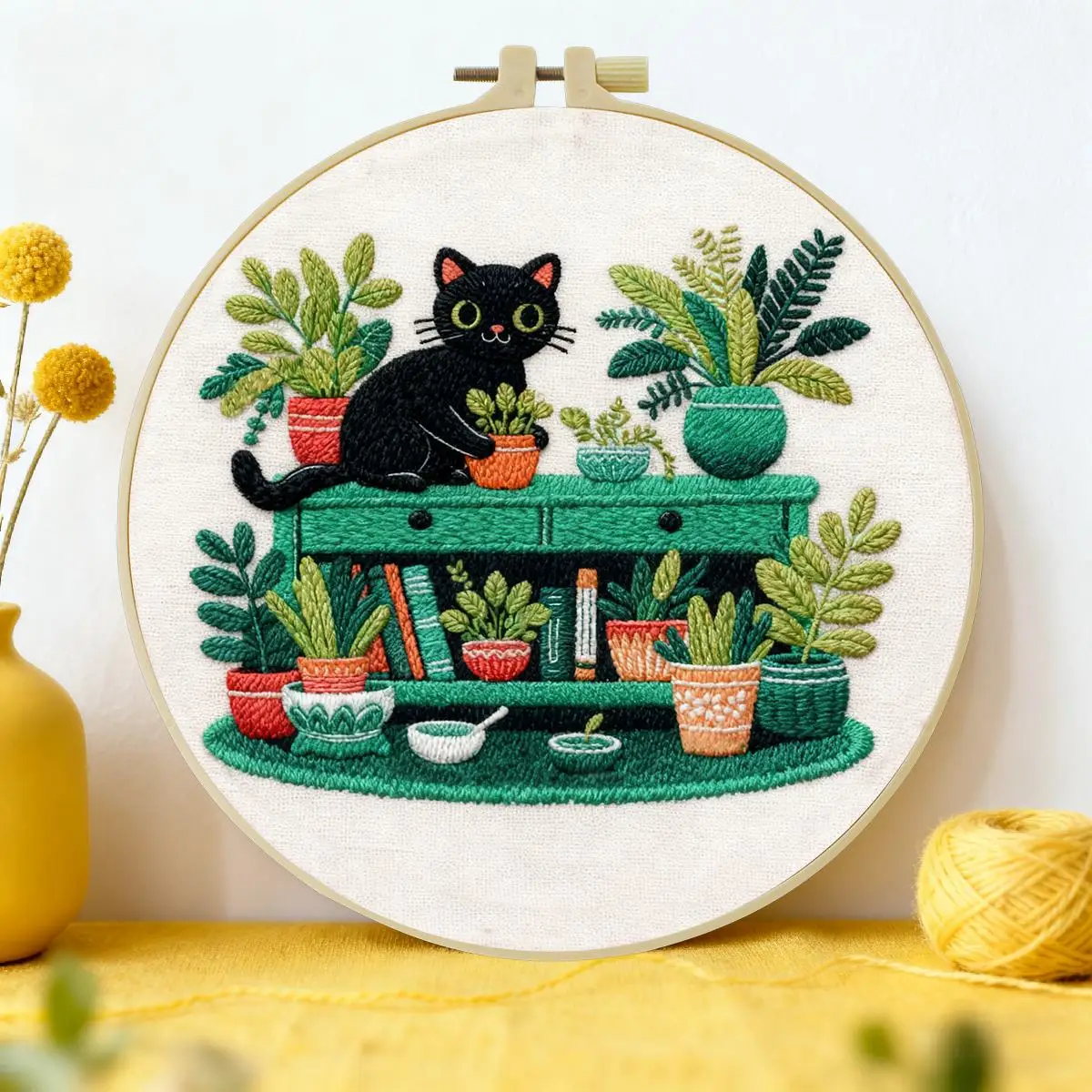 1 Stück 20X20CM/15X15CM 7,87/6,3 Zoll Tier - Katze Stickerei Starter-Kit DIY-Kit DIY-Stickerei-Set Handarbeiten Malerei – Detail 2