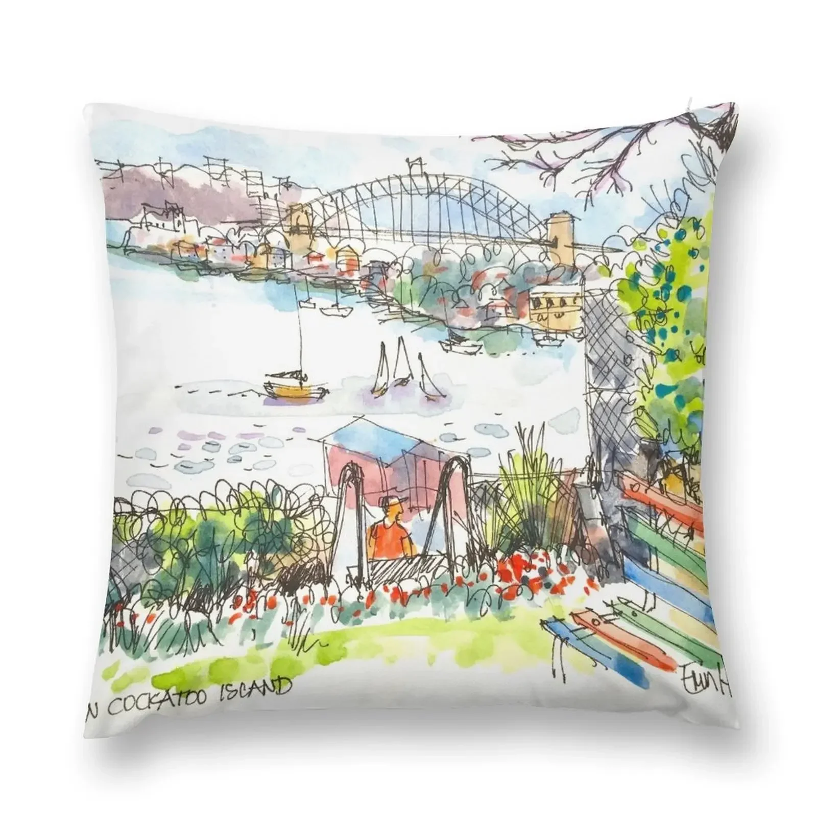 Sydney Harbour from Cockatoo Island Throw Pillow Decorative Cushion Cover Sofa Cushions pillow