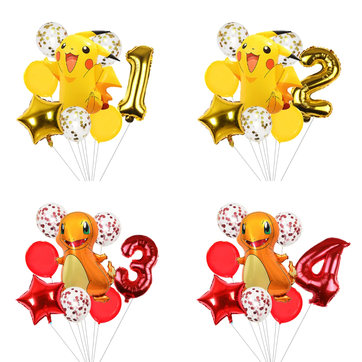 Pikachu & Pokeball Folienballon-Set Cartoon Anime Ballons Kinder Geburtstagsparty Dekorationen Zubehör