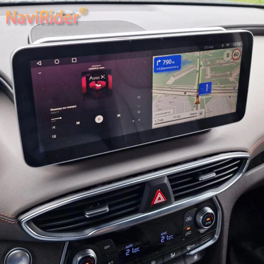 

12,3-дюймовый Qled-экран Carplay для HYUNDAI Santa Fe 2021 2019 2020 Android 14, автомобильное мультимедийное авторадио, навигация, стерео 8G + 256G