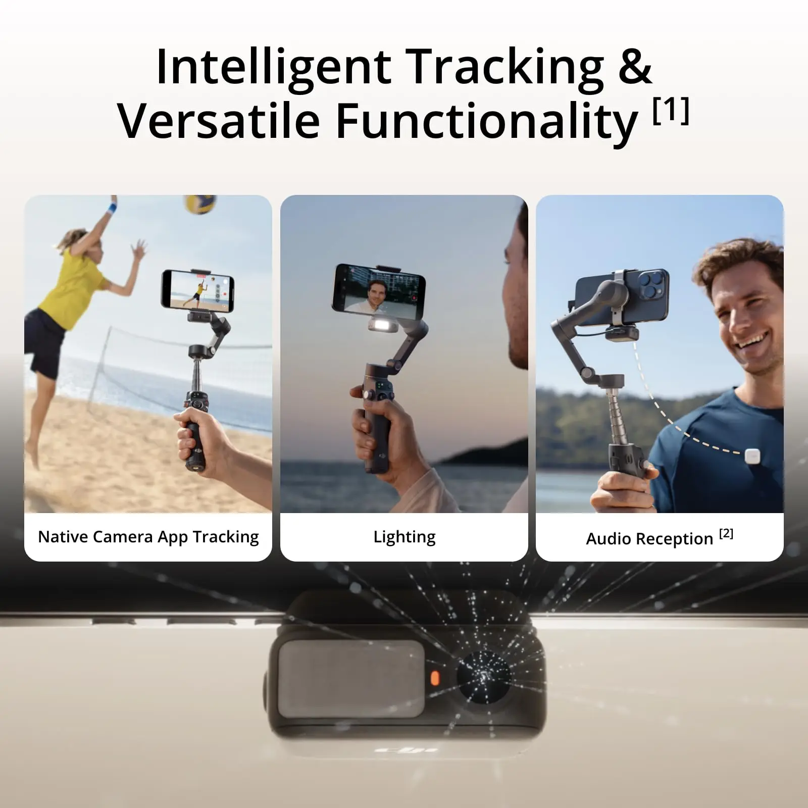 DJI Osmo Mobile 7P Gimbal Stabilizer 3-Axis Phone Gimbal with Built-in Extension Rod And Tripod Native Tracking Lighting Quick Launch One-Tap Edit 10hrs Use Phone Charging