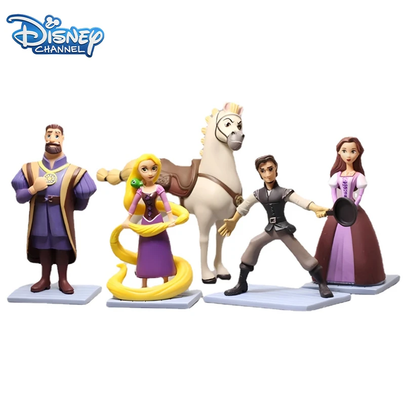 5pcs Disney Rapunzel Princess Action Figure Cartoon Doll Anime Mini Collection Figurine Toy Model for Children Birthday Gift