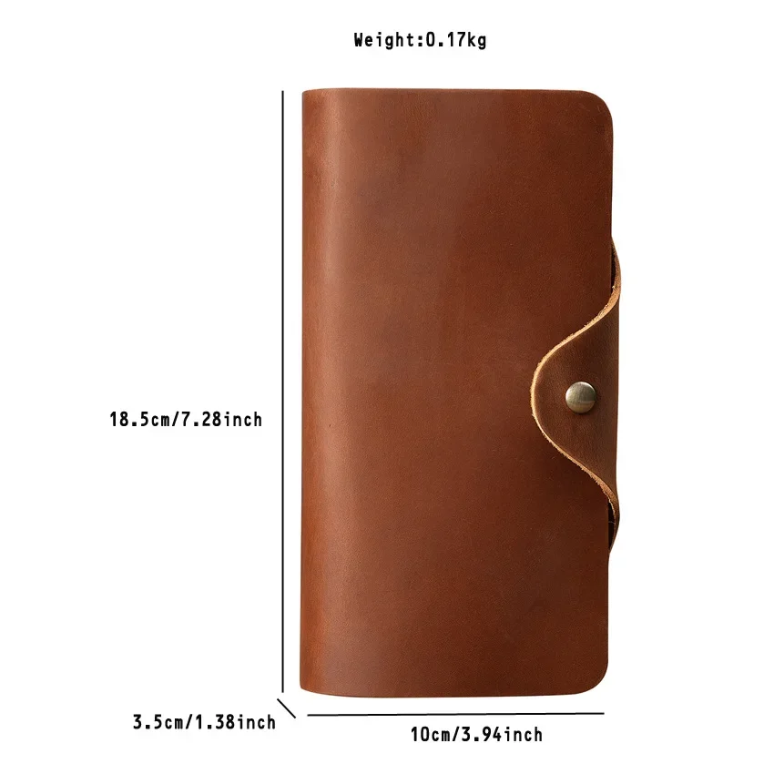 Men's Long Leather Wallet Business Multi-card Slot Handheld Bag Top Layer Cowhide Money Clip Male