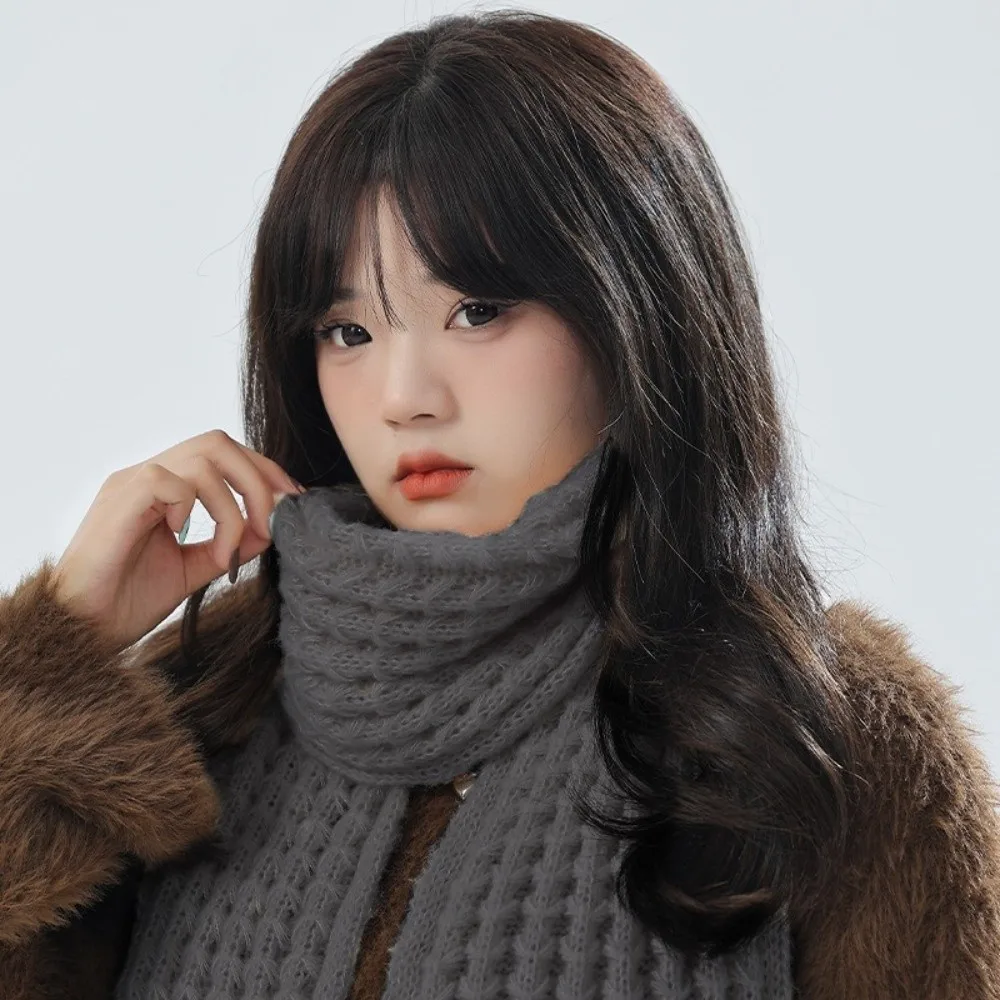 2 ชิ้นแฟชั่นกันลมถักหมวกผ้าพันคอข้นสไตล์เกาหลียามหมวกชุดที่เรียบง่ายนุ่มอบอุ่นผ้าพันคอคู่