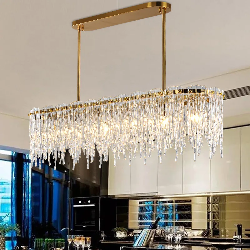 Postmodern restaurant chandelier ice cream series simple art bar counter light luxury chandelier rectangular living room crystal