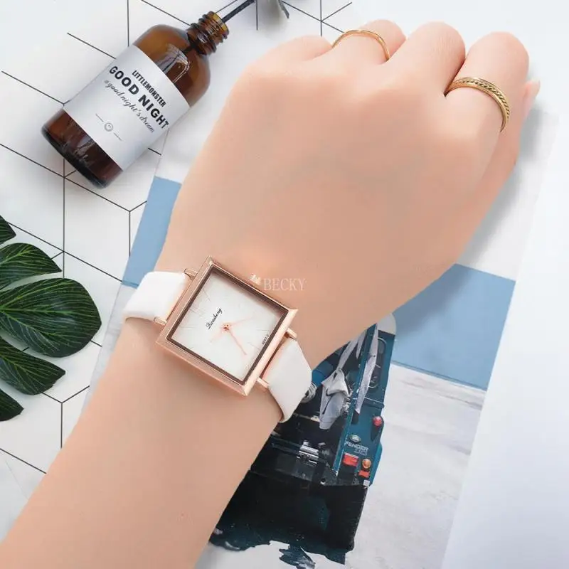 Simple Elegant Women Wrist Watch Square Quartz Wristwatches Trend Fashion Luxury PU Leather Women Watches Ladies Watch for Women