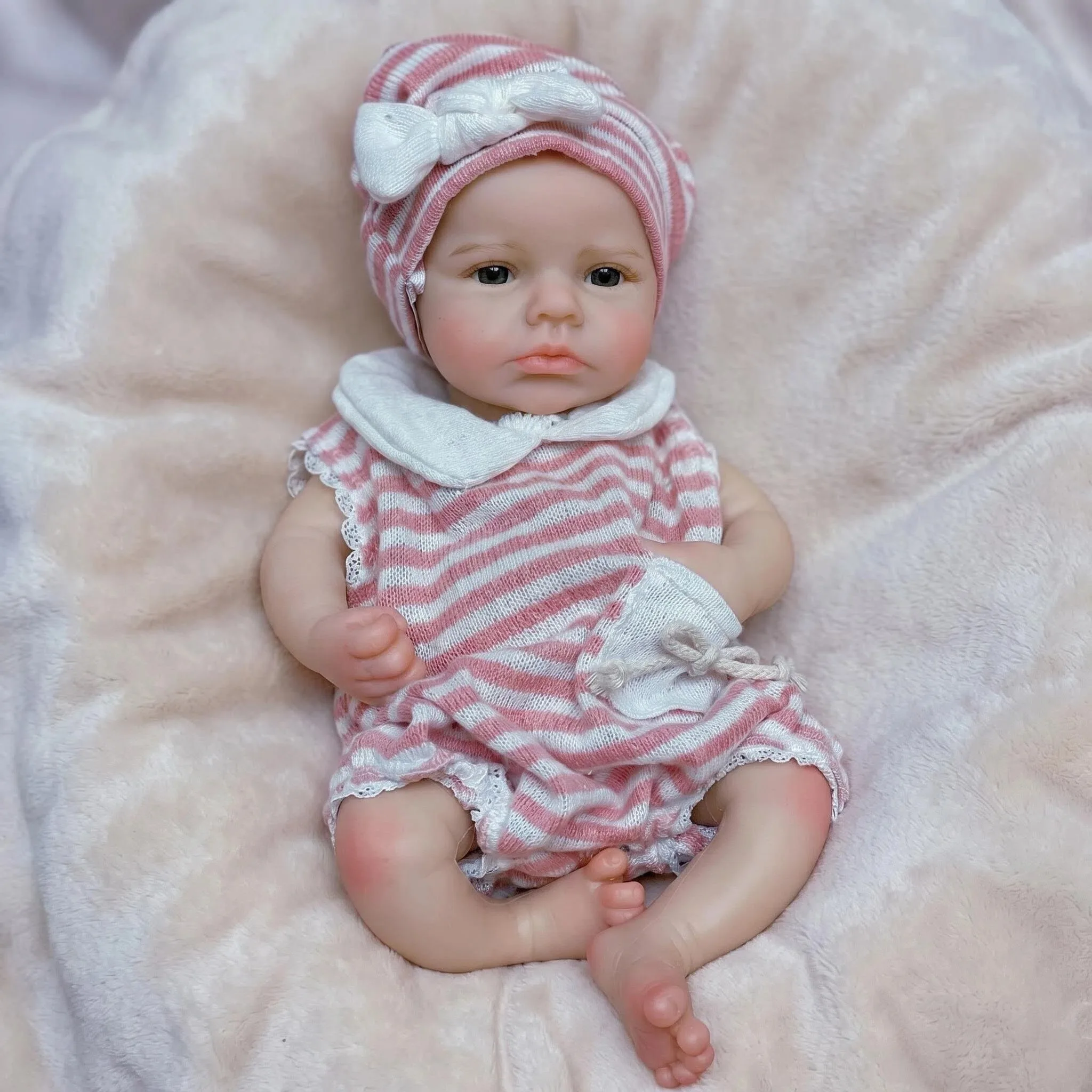 

NPK 12 Inch Premie Baby Awake Art Doll Loulou Platinum Silicone Weighted Collectible Gift Flexible Elastic Solid 1100G