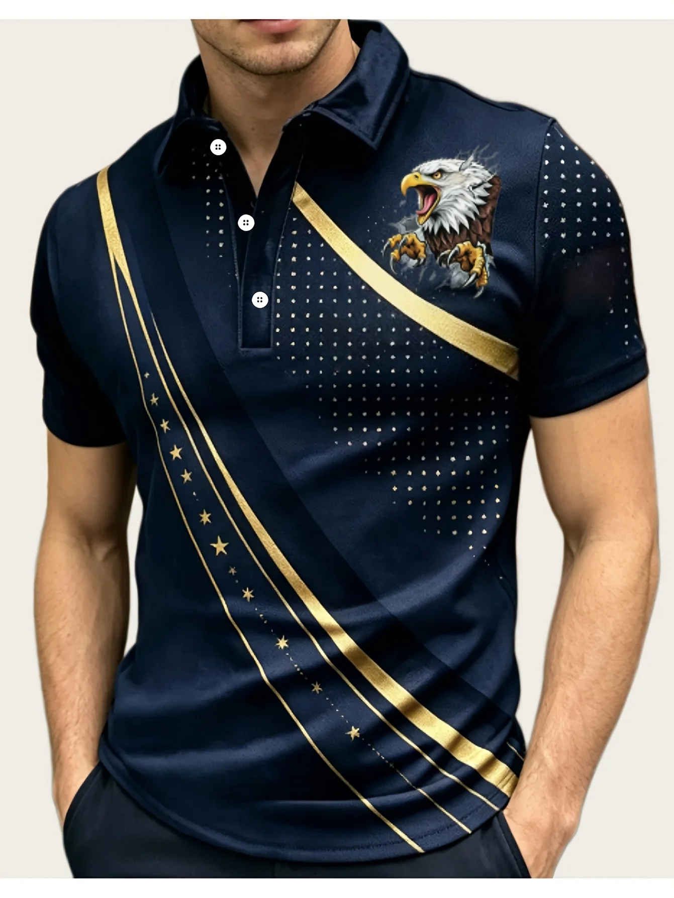 Men's Short-Sleeve Polo Shirt, Casual Spread-Neck Short-Sleeve Top, Stylish Business Spread-Neck Short-Sleeve Polo