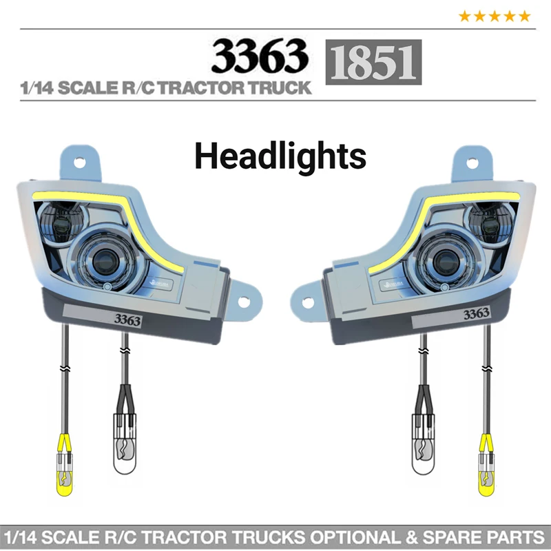 3363 Headlight ACTROS Lighting System Lamp Headlamp For 1/14 Tamiyaa RC Dump Truck Tractor Benzz 1851 JUWUBA Toy Model Parts