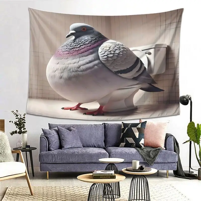 VIKAMA Funny Pigeon Tapestry, Meme-Style Bathroom Tapestry, Humorous and Creative Home Decor Featuring a Chubby Pigeon for Dorm