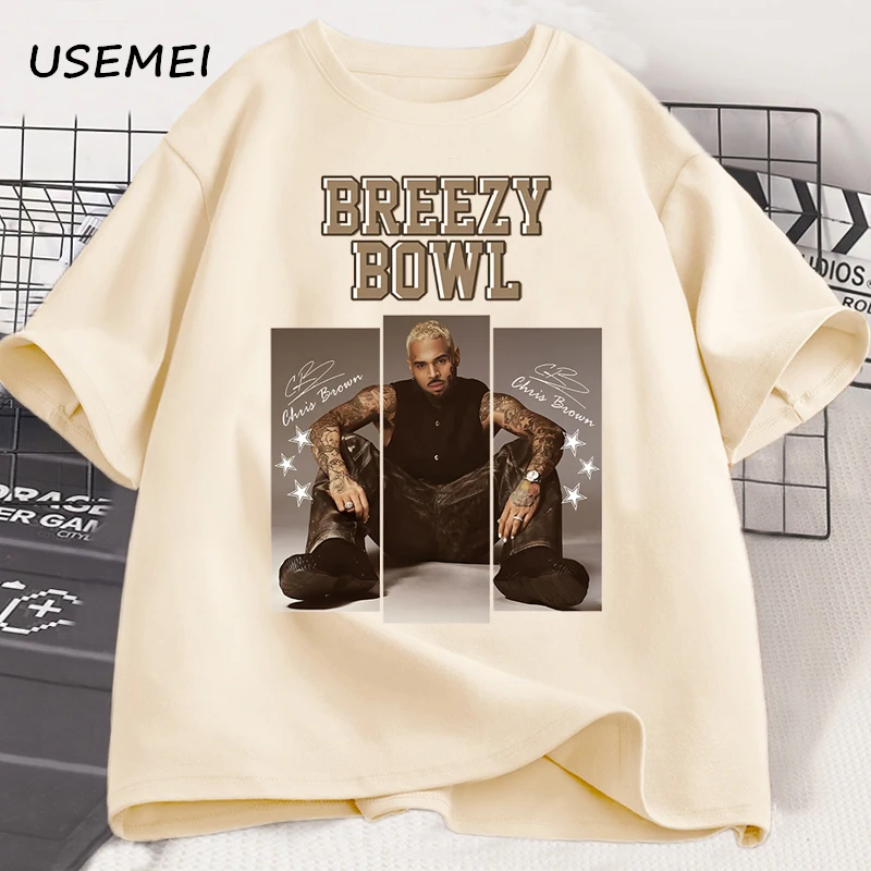 

Chris Brown T-Shirt Men Women Retro Concert Rapper T Shirt Breezy Bowl XX Tour 2025 T-shirts Hiphop Pop Music Casual Tshirt