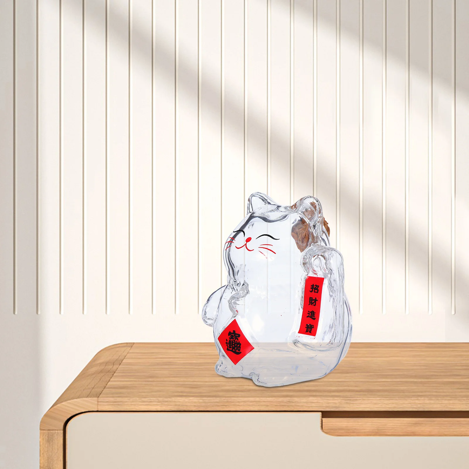 

Glass Coin Bank Lucky Cat Money Box Clear Saving Jar Cute Maneki Neko Container Decorative Coin Storage Box for Adults