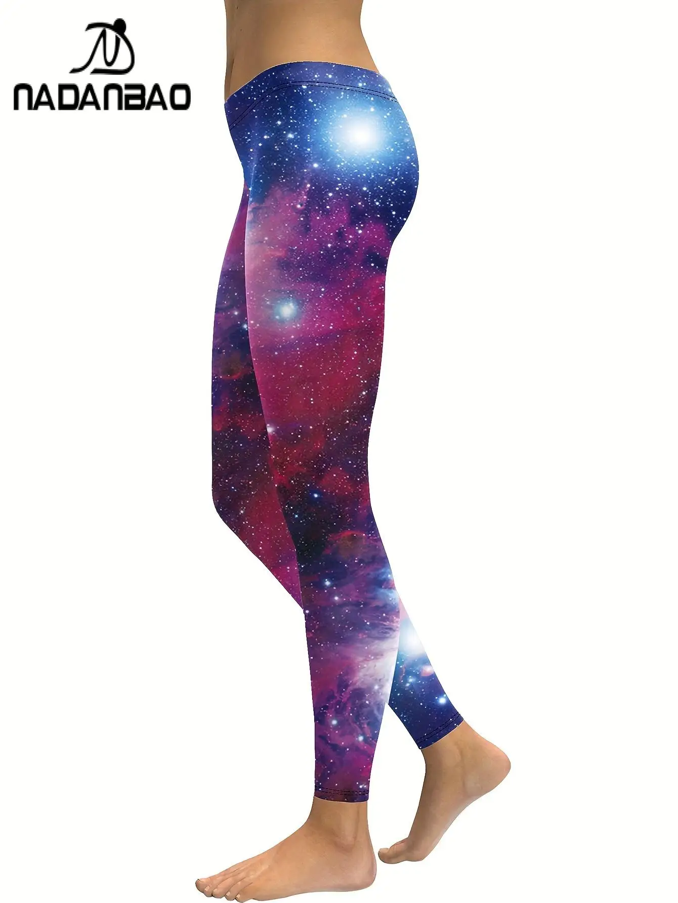 Nadanbao-Céu estrelado 3D feminino Slim Fit Leggings de cintura alta, calças elásticas para esportes, leggings femininos