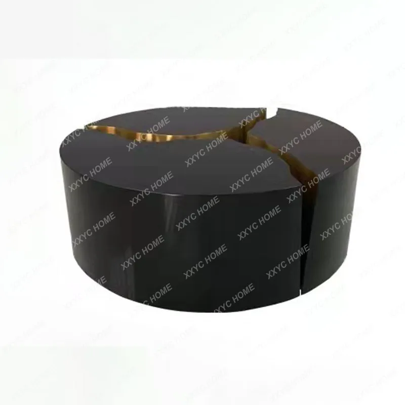 simple coffee table hotel clubhouse crack stainless steel special-shaped metal