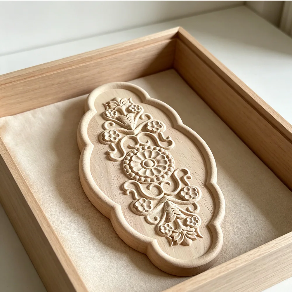 Vintage Flowers Wood Carving Appliques Cabinet Door Furniture Nautical Home Decor Wood Boards Irregular Wooden Figurines 26X13CM