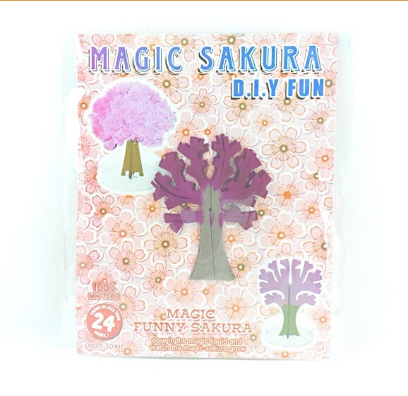 1 SET 2024 Magical Paper Sakura Crystal Trees Magic Growing Tree Japan Desktop Cherry Blossom Stress Relief Toys Novelty Funny