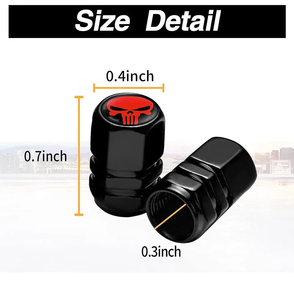 4Pcs Tire Valve Stem Caps, Universal Car Wheel Air Valve Dust Proof Covers for Cars, Trucks, SUVs, Bikes and Motorcycles