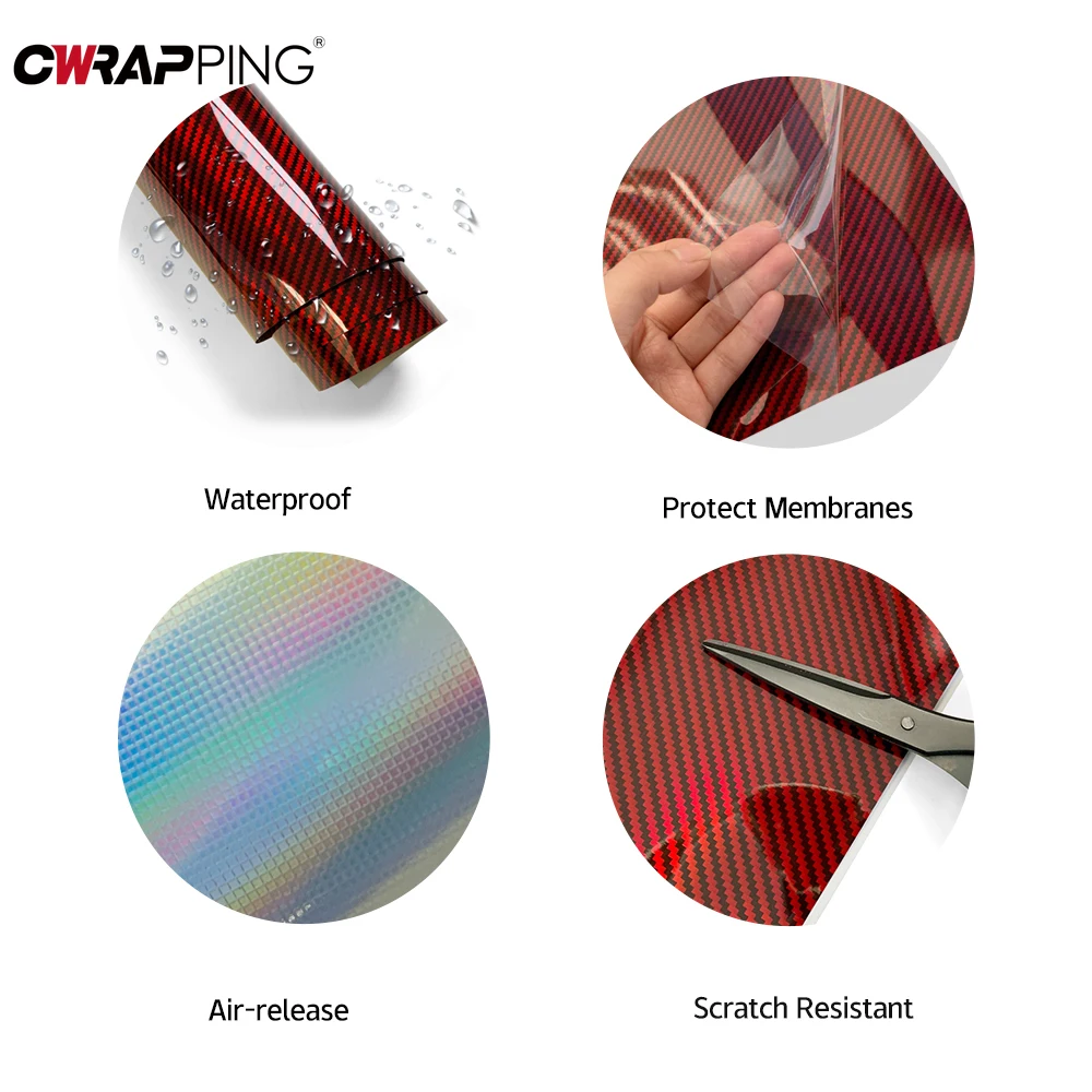 Red Series Wrap Vinyl Car Wrapping Film Bubble-free Vehicle Decoration PET Waterproof External Car Stickers Carbon Fiber Glossy view 3