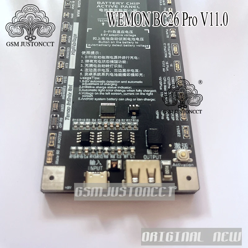 WEMON BC27 Pro V30 Carte d'activation et de charge de batterie pour iPhone 6 à 17 et téléphones Android avec testeur de tension et de courant