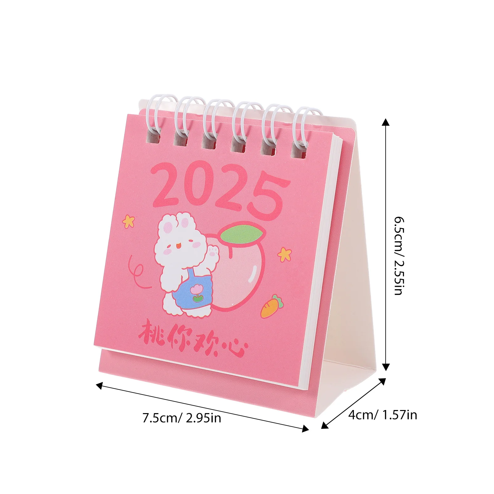 أجندة مكتبية صغيرة لطيف الوردي الأرنب الدائمة الوجه سطح المكتب 2024-2025 التوأم سلك ملزمة مخطط يومي المنزل مكتب المدرسة ديكور #5
