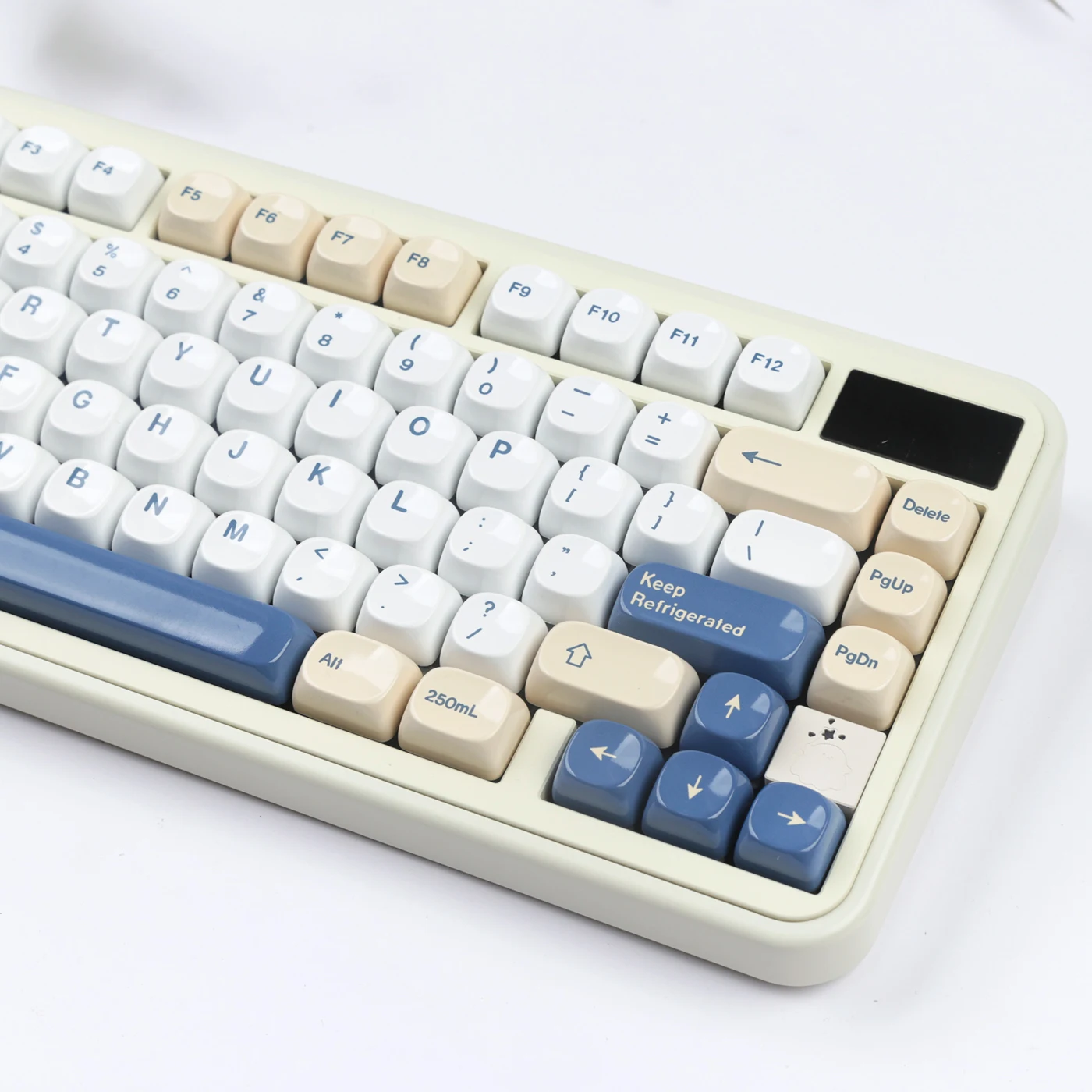 Soy Milk Theme Glazed Keycap MOA Profile PBT Material Thermal Sublimation Ceramic Texture Keycaps for Mechanical Gaming Keyboard